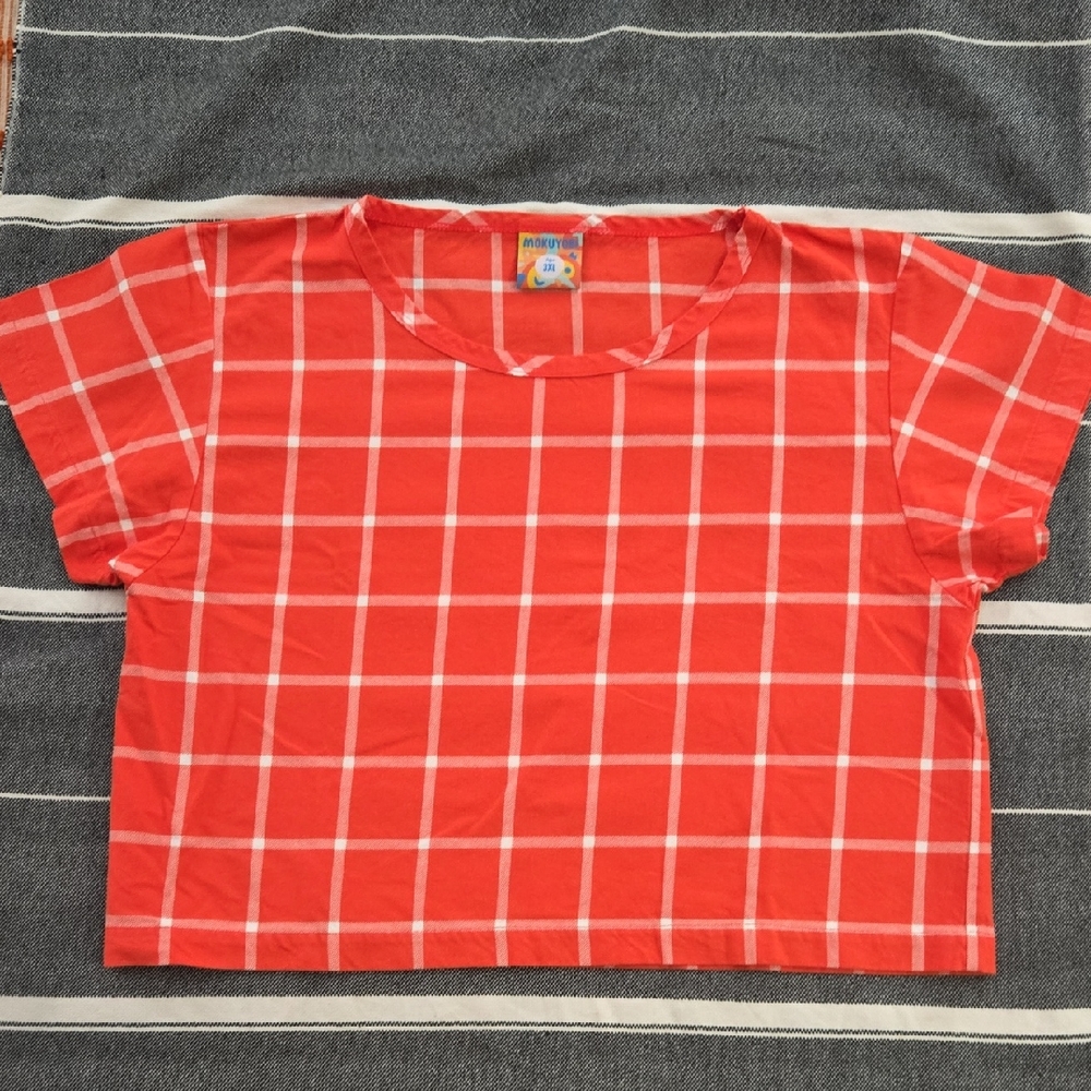 Mokuyobi Grid Crop Top In Tomato 3XL